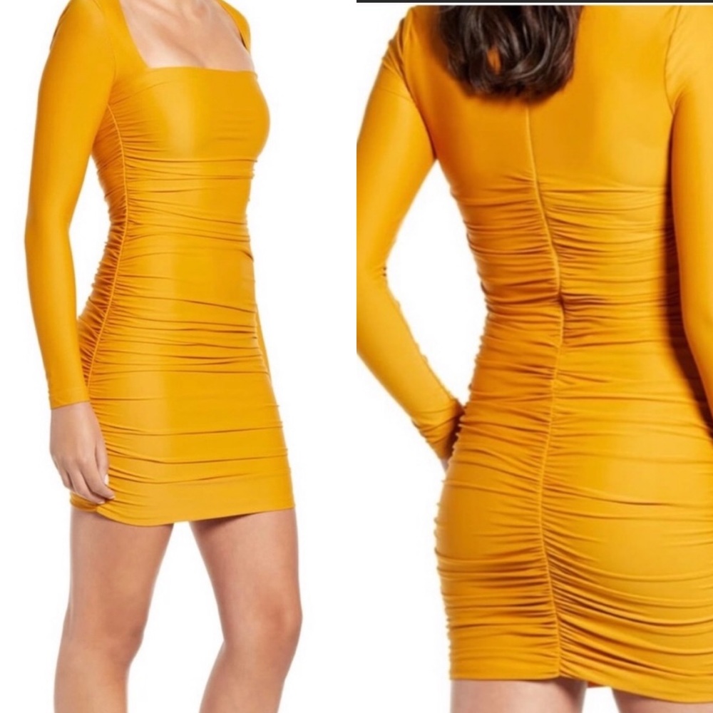 Tiger Mist Gold Bodycon Long Sleeve Dress Extra Small